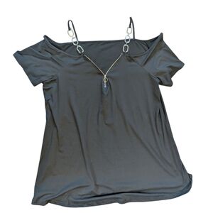 Cold Shoulder Top with Chain Accents‎ Women's 2XL Grunge Punk Goth